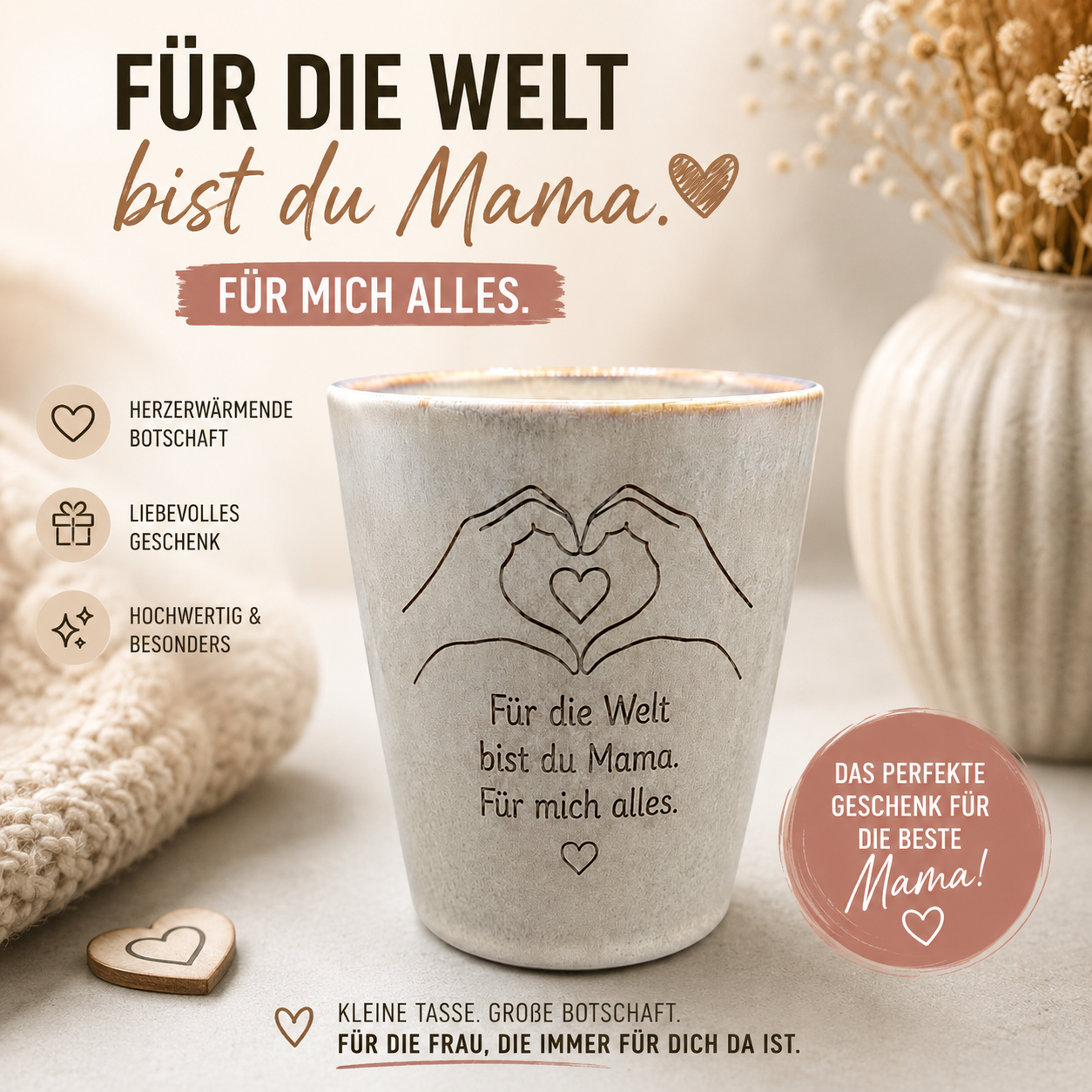 Keramiktasse mit Spruch – Für die Welt bist du Mama, für mich alles – Geschenk Muttertag
