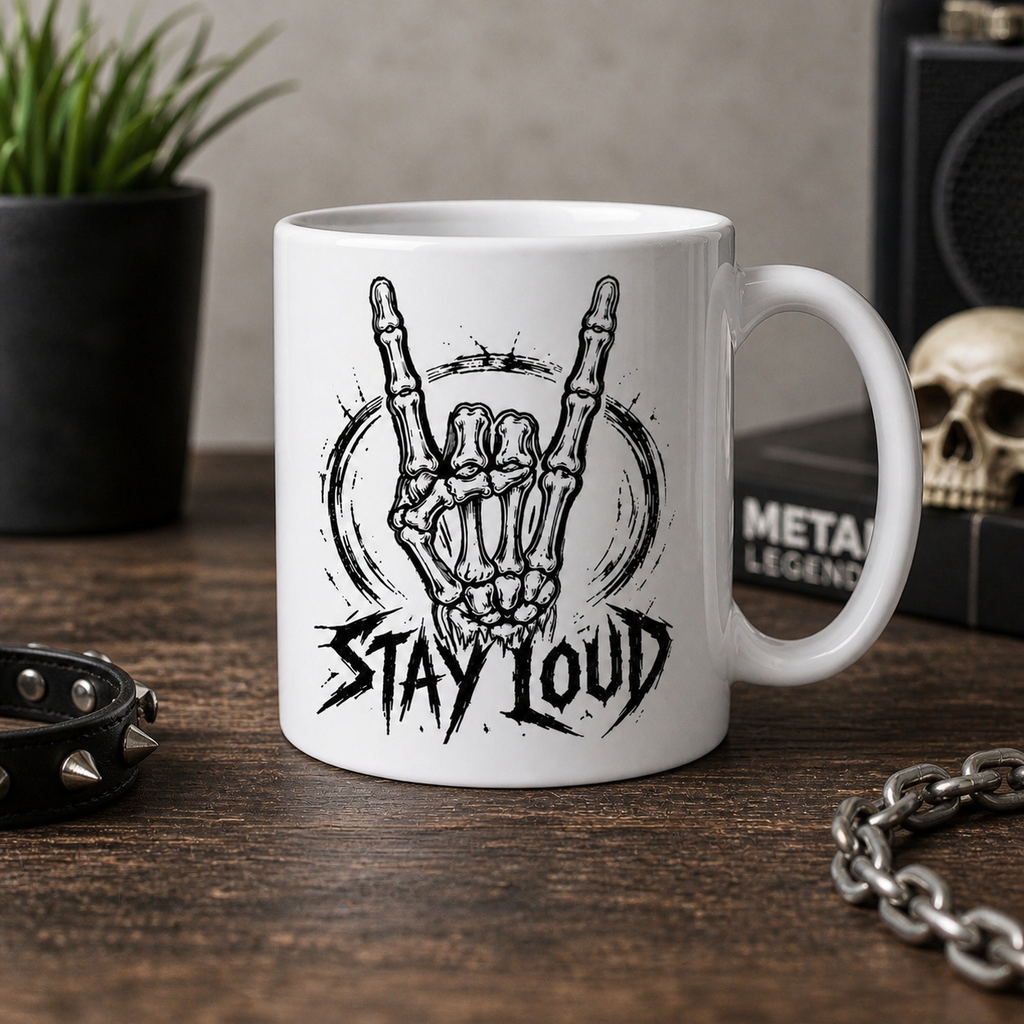 Tasse Stay Loud – Metal Edition 330 ml | Geschenk für Metalheads & Rockfans