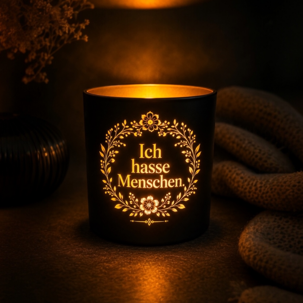 Windlicht mit Gravur „Ich hasse Menschen“ – Lustiges Geschenk mit Humor