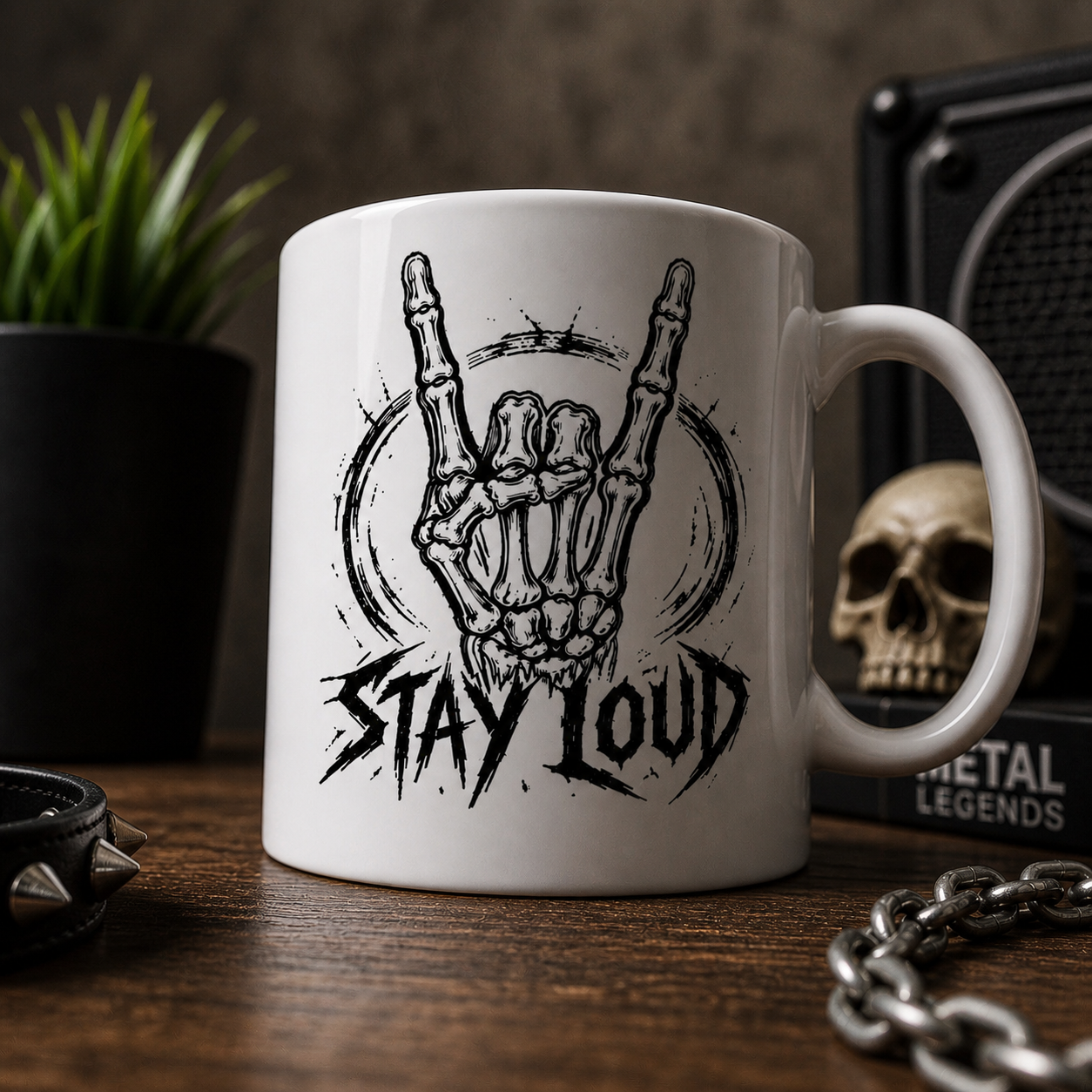 Tasse Stay Loud – Metal Edition 330 ml | Geschenk für Metalheads & Rockfans