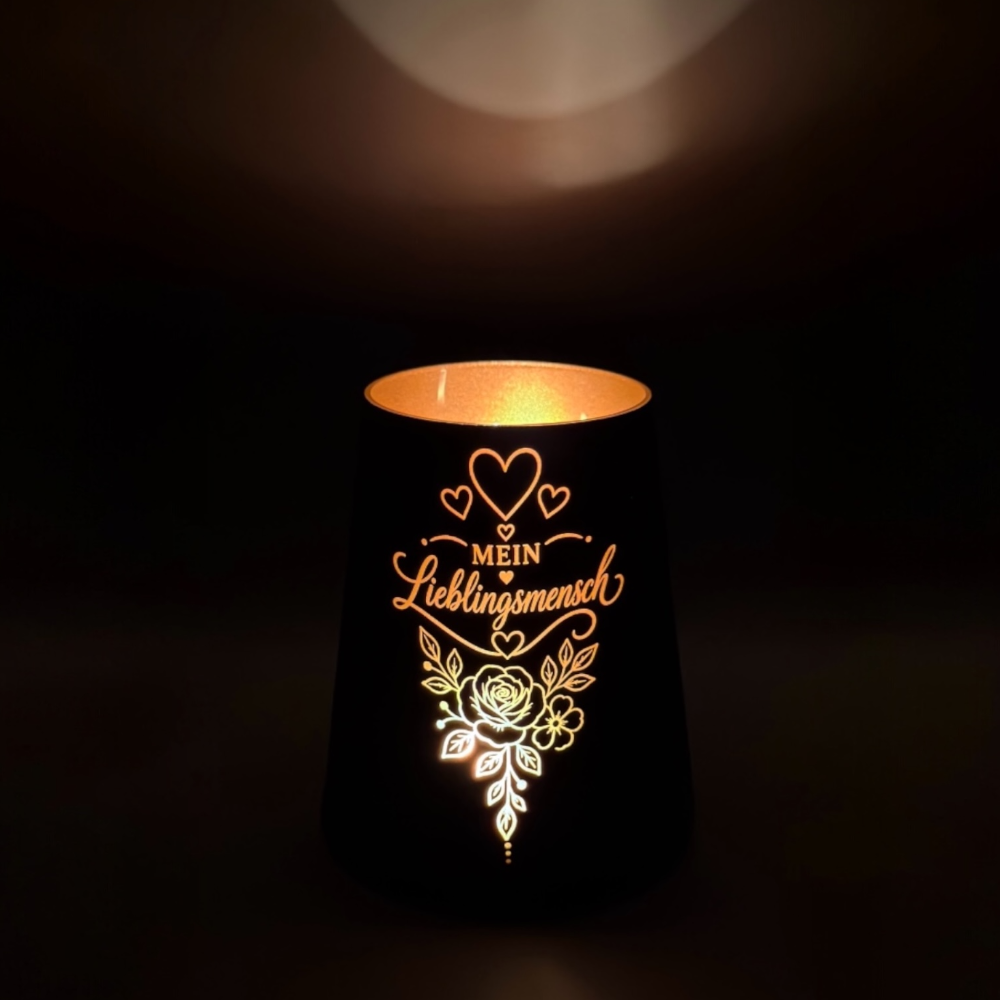 Windlicht mit Gravur Lieblingsmensch – Geschenk aus Glas