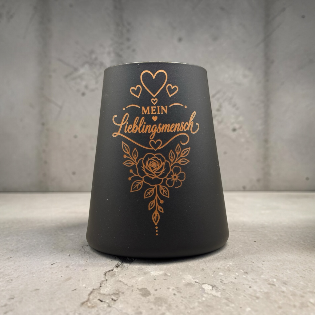 Windlicht mit Gravur Lieblingsmensch – Geschenk aus Glas