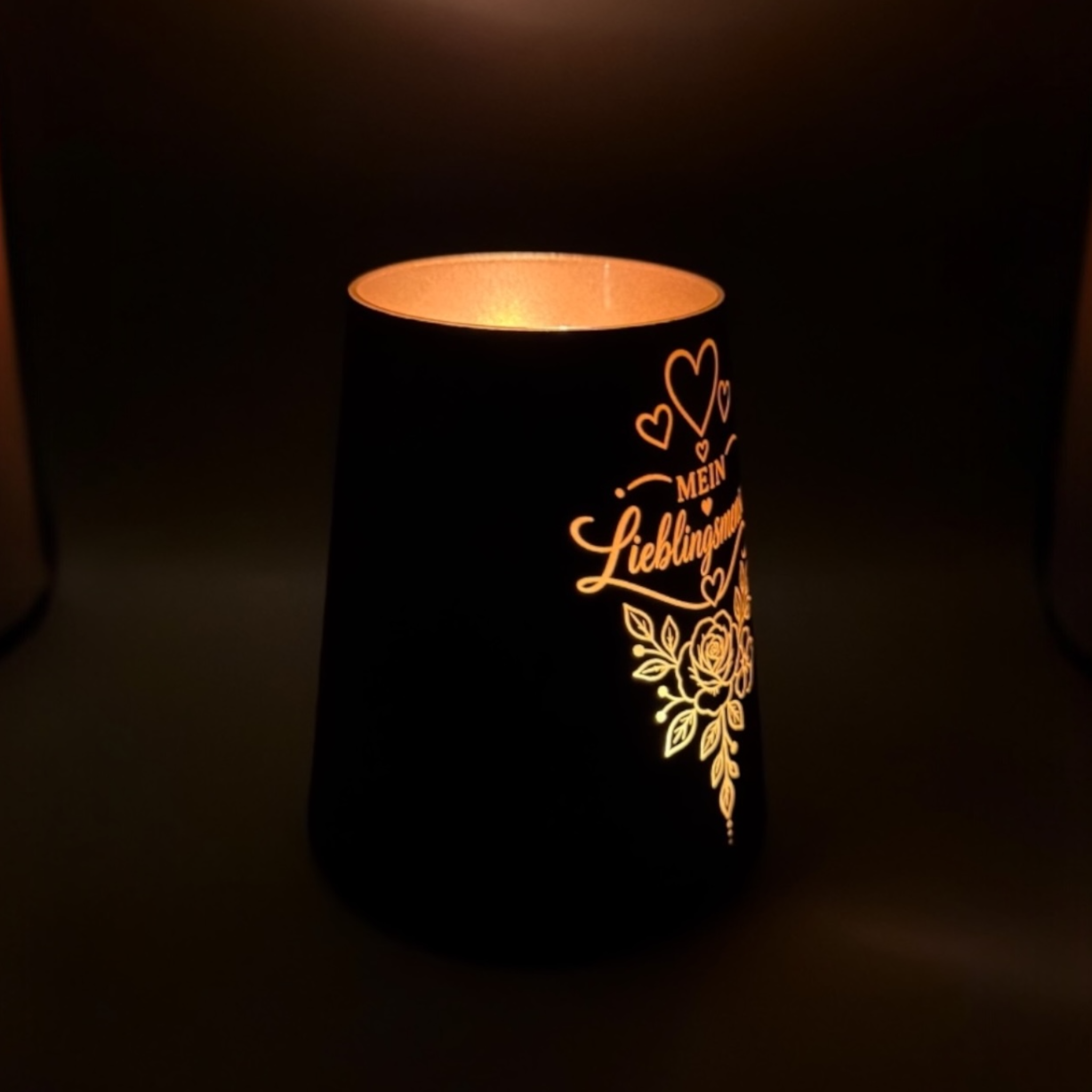 Windlicht mit Gravur Lieblingsmensch – Geschenk aus Glas