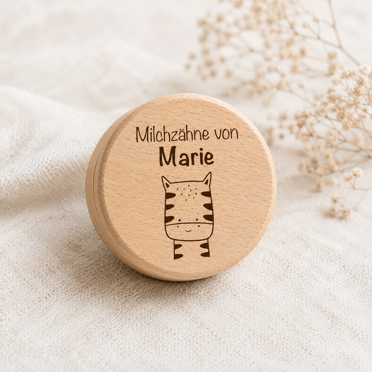 Zahndose aus Holz personalisiert – Milchzahndose mit Name & Motiv graviert