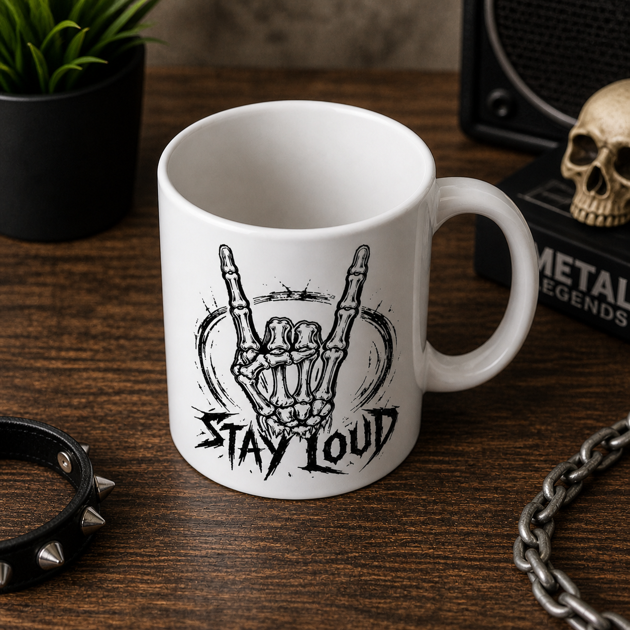 Tasse Stay Loud – Metal Edition 330 ml | Geschenk für Metalheads & Rockfans
