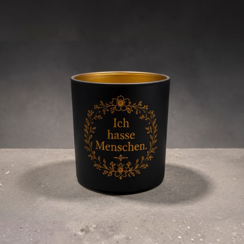 Windlicht mit Gravur „Ich hasse Menschen“ – Lustiges Geschenk mit Humor