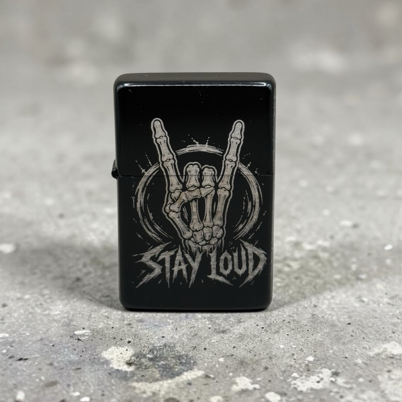 Feuerzeug mit Gravur Metal Edition – 6 Designs für Rock & Biker Fans