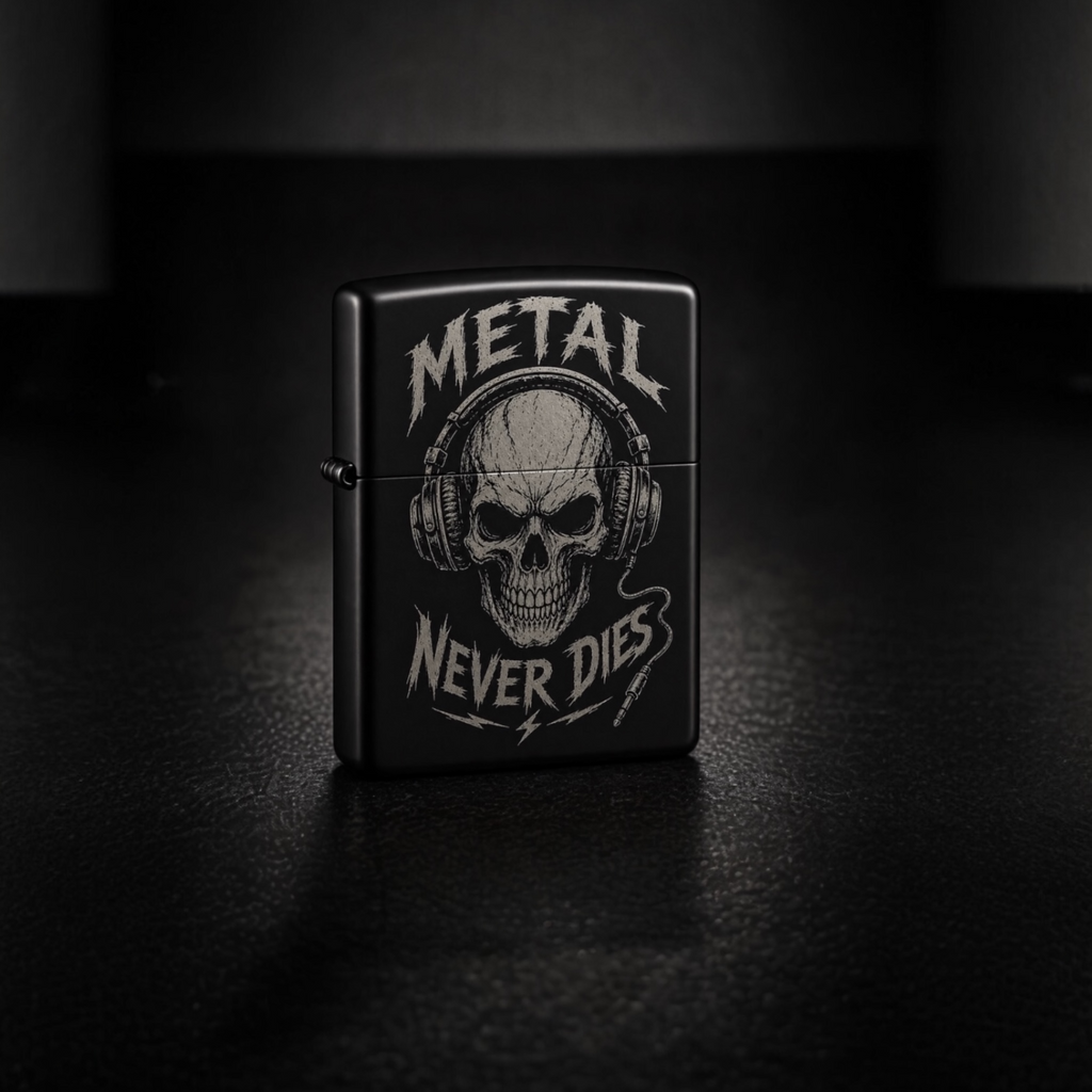 Feuerzeug mit Gravur Metal Edition – 6 Designs für Rock & Biker Fans