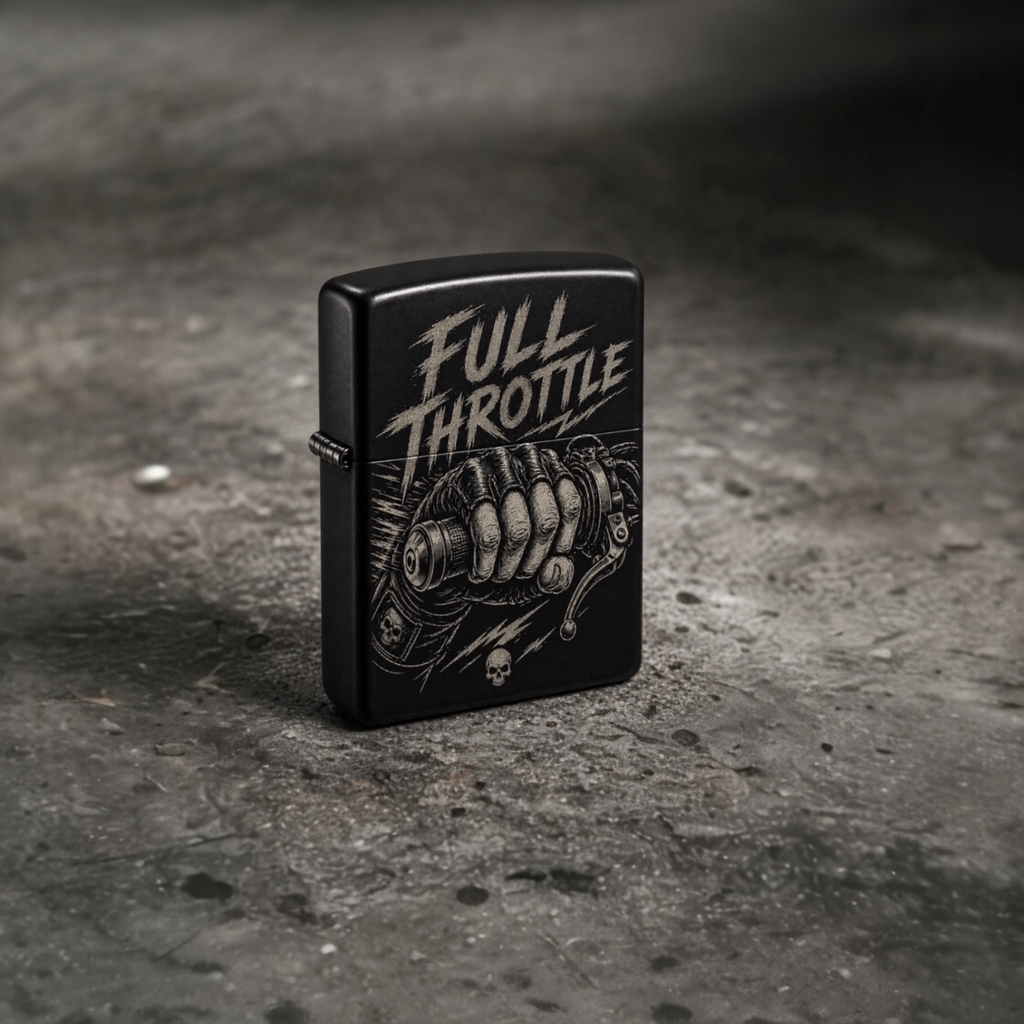 Feuerzeug mit Gravur Metal Edition – 6 Designs für Rock & Biker Fans
