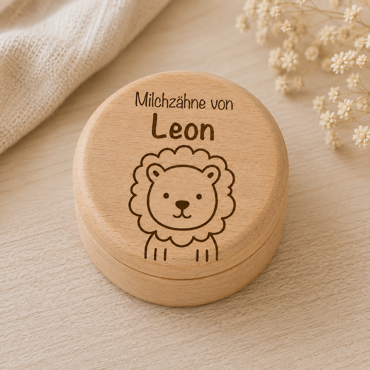 Zahndose aus Holz personalisiert – Milchzahndose mit Name & Motiv graviert