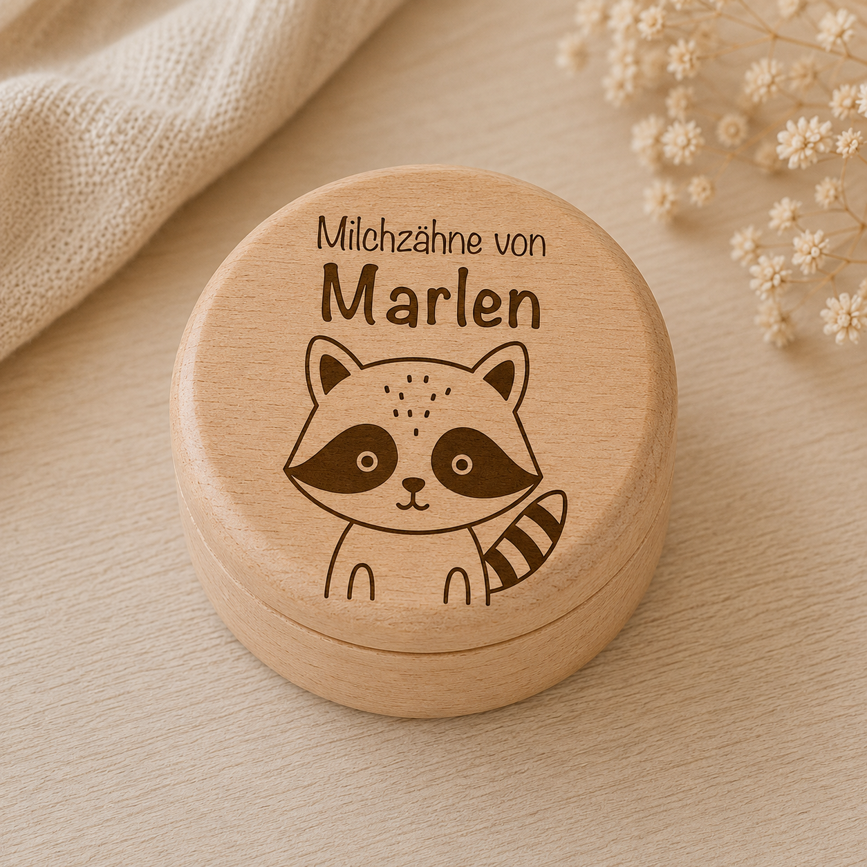 Zahndose aus Holz personalisiert – Milchzahndose mit Name & Motiv graviert