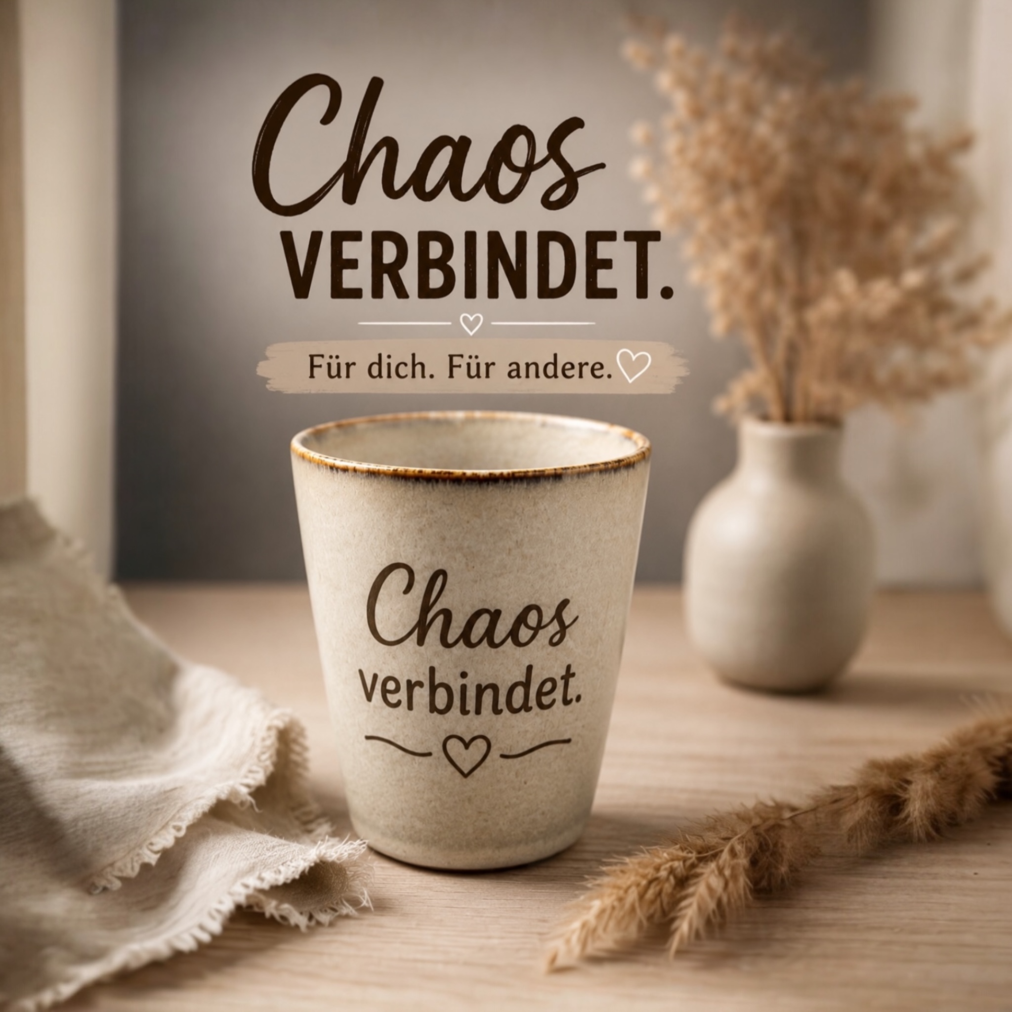 Tasse mit Gravur Freundschaft – Chaos verbindet | 220 ml | Geschenk für beste Freundin