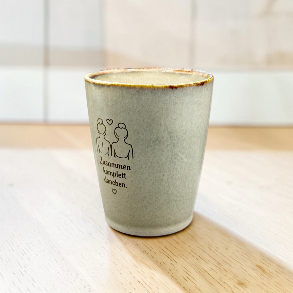 Tasse mit Gravur – Zusammen komplett daneben | 220 ml | Geschenk beste Freundin