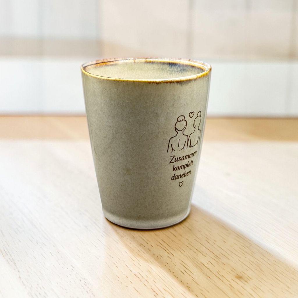 Tasse mit Gravur – Zusammen komplett daneben | 220 ml | Geschenk beste Freundin