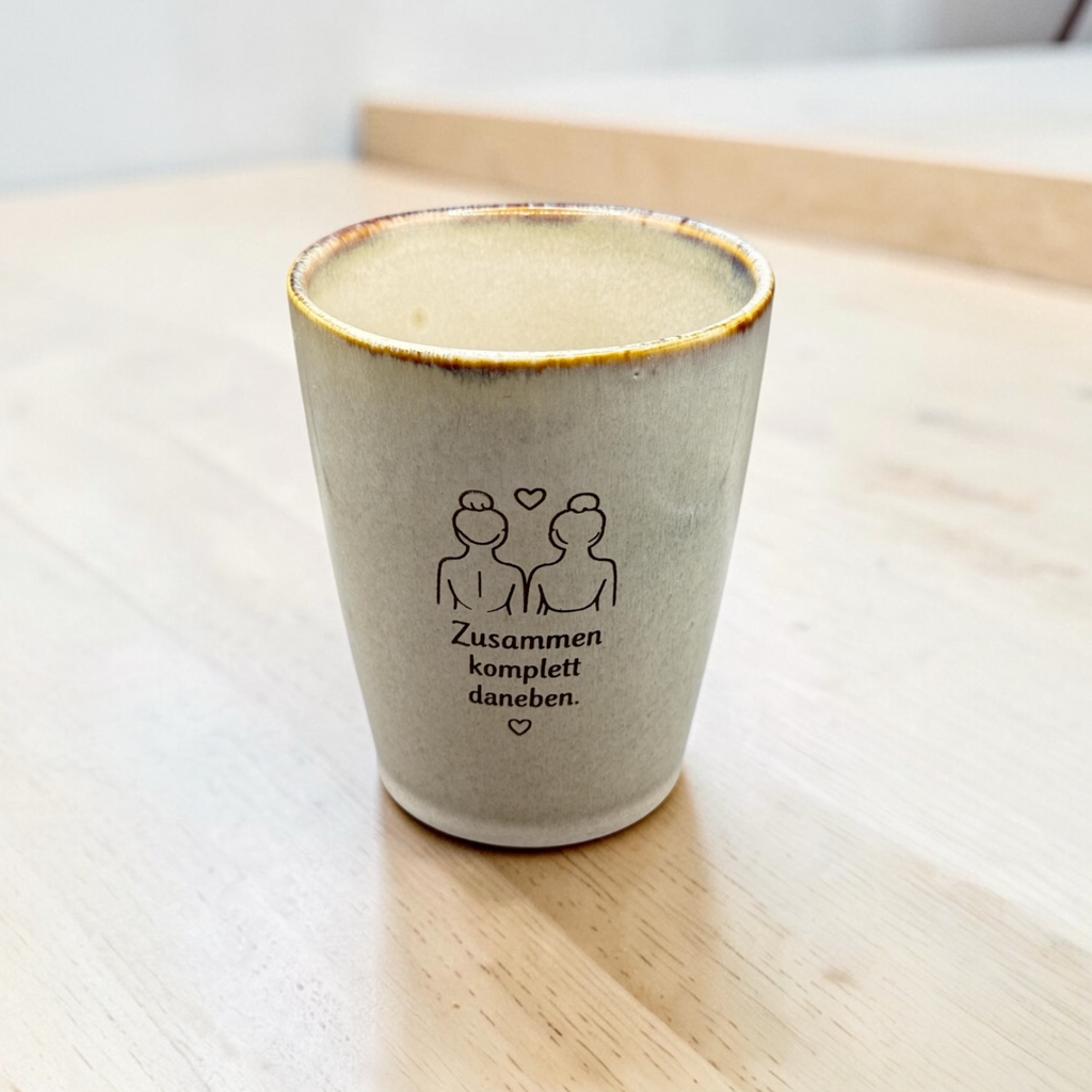 Tasse mit Gravur – Zusammen komplett daneben | 220 ml | Geschenk beste Freundin