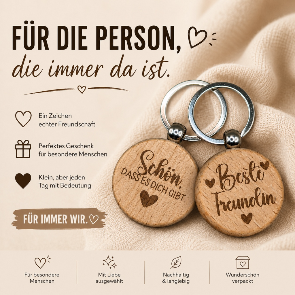 Holz-Schlüsselanhänger mit Gravur – Geschenk für besondere Menschen