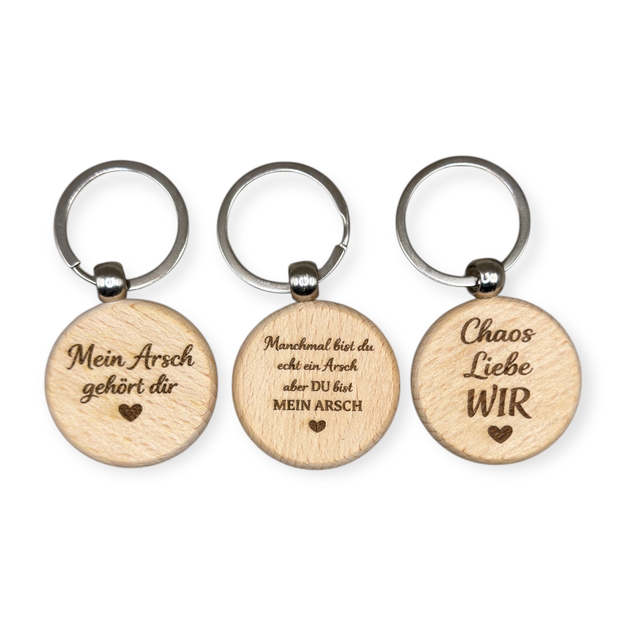 Schlüsselanhänger aus Holz mit Spruch – Liebesgeschenk für Paare mit Humor