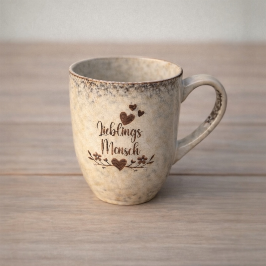 Keramiktasse mit Gravur – Lieblingsmensch & Herzensmensch – Geschenk für besondere Menschen