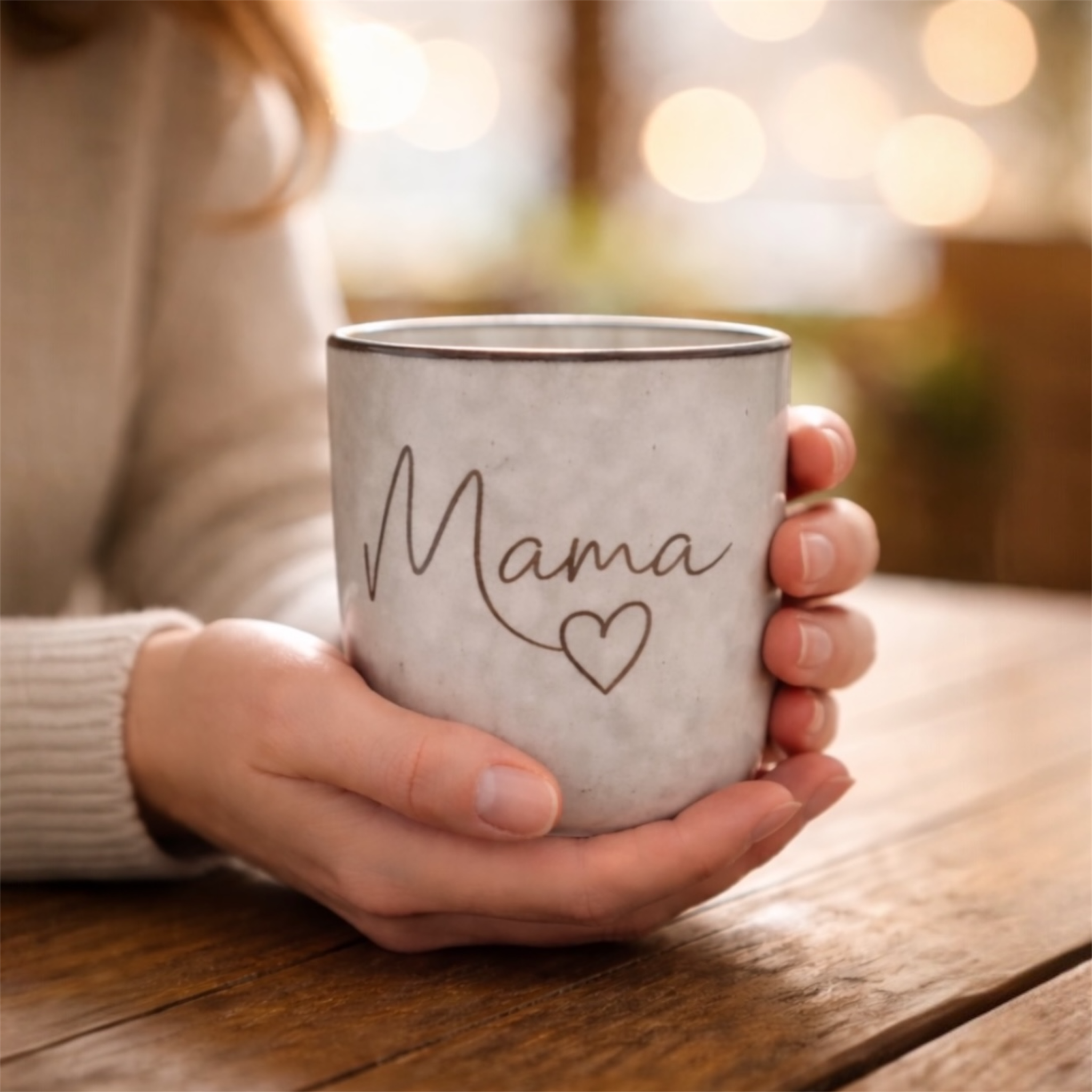 Mama Tasse mit Herz Gravur – Keramikbecher Geschenk Muttertag & Geburtstag