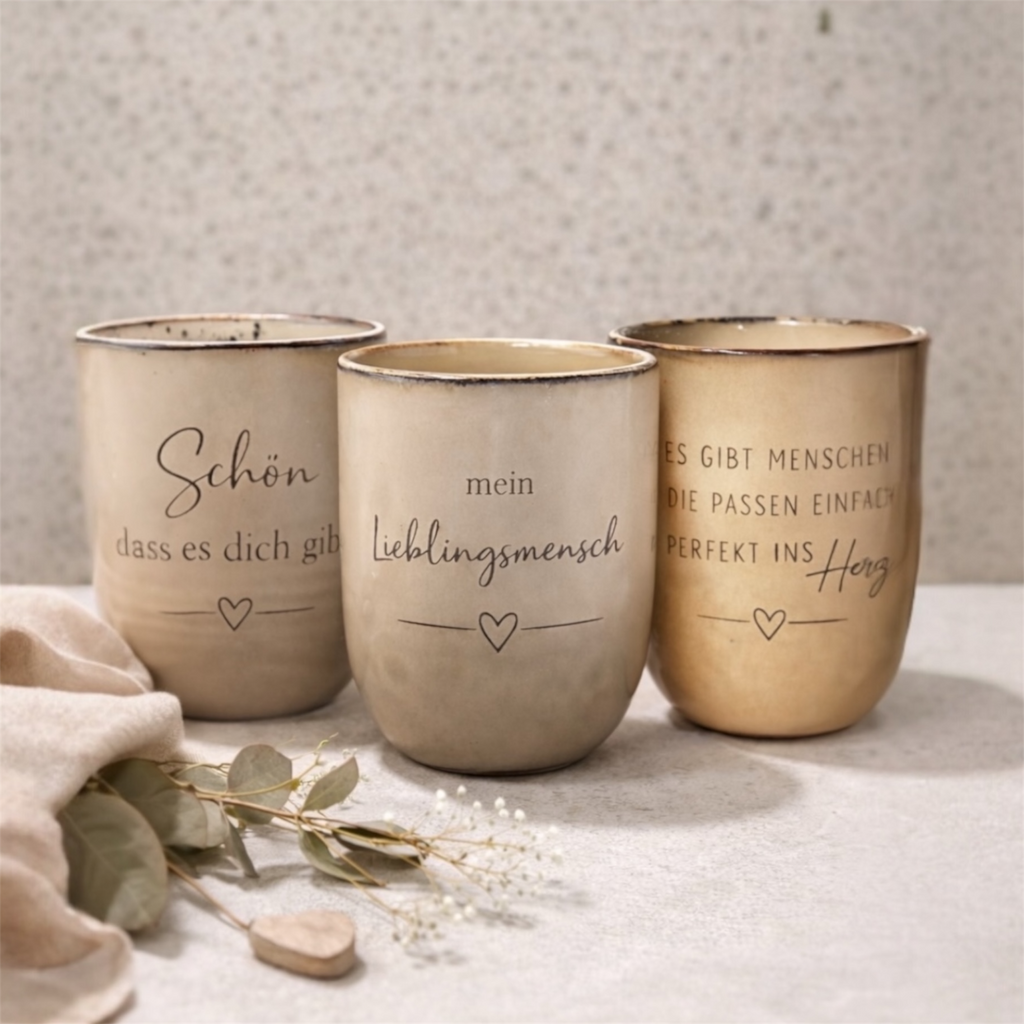 Keramiktasse mit Gravur – Lieblingsmensch & Freundschaft – Geschenk für besondere Menschen