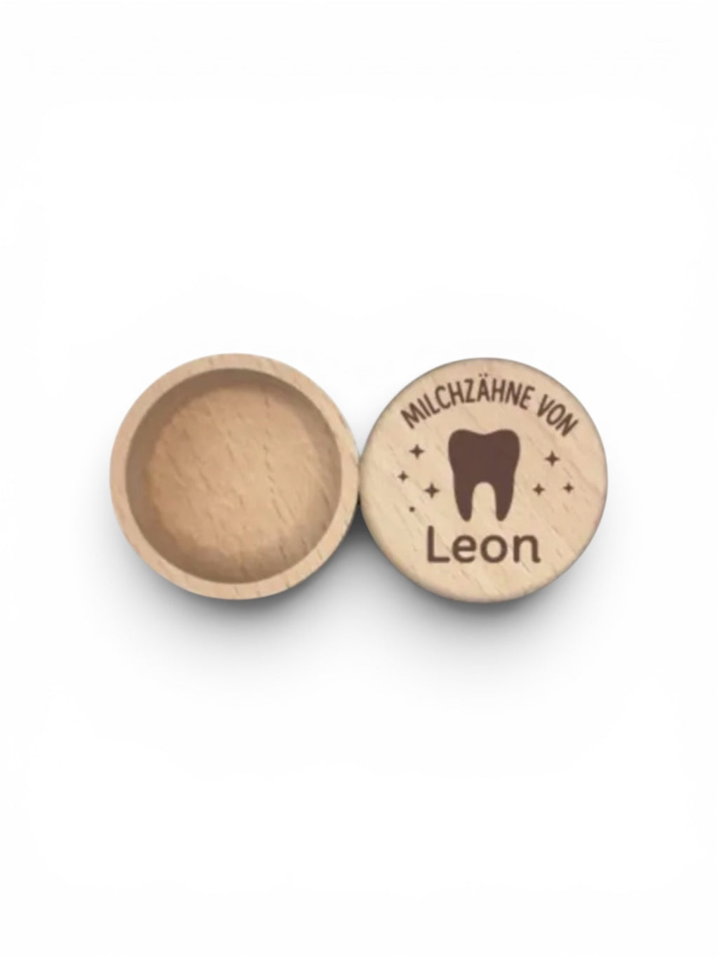 Milchzahndose aus Holz personalisiert – mit Name & Motiv graviert