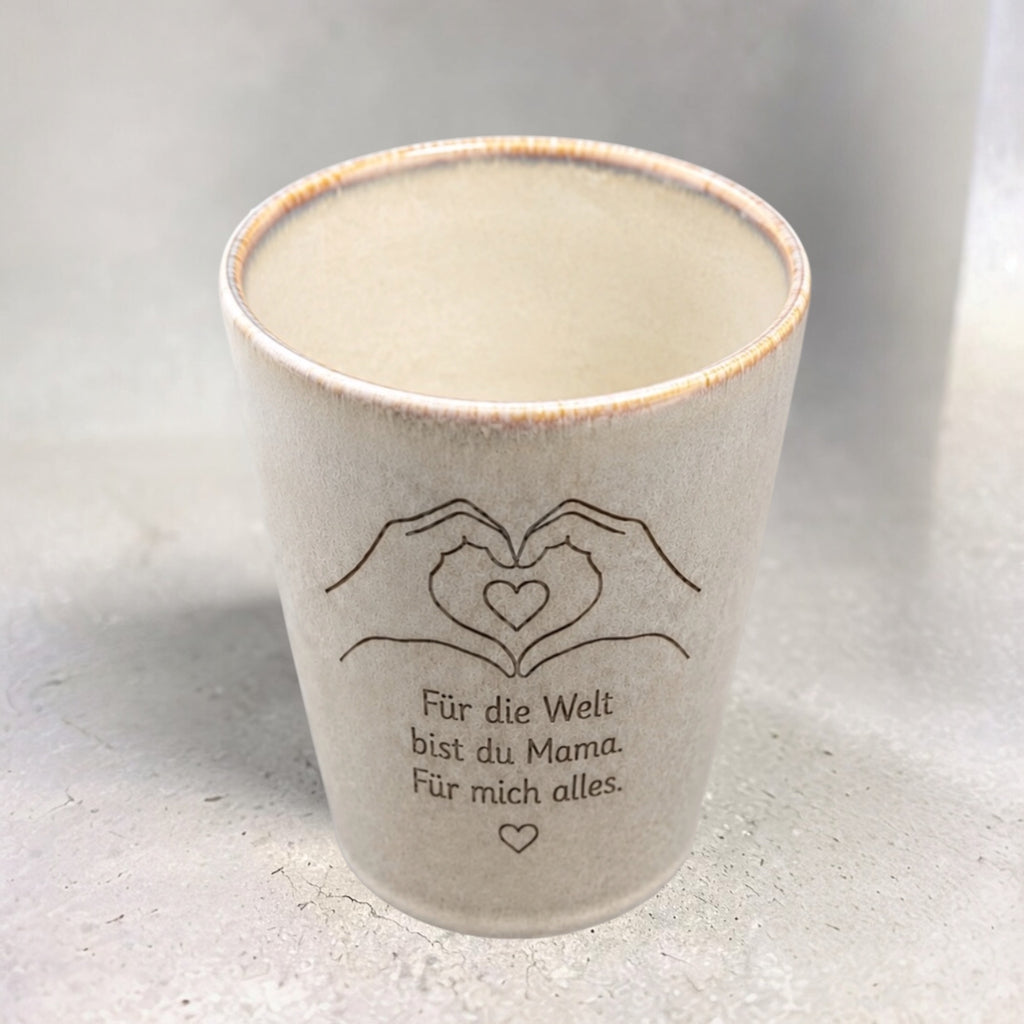 Keramiktasse mit Spruch – Für die Welt bist du Mama, für mich alles – Geschenk Muttertag